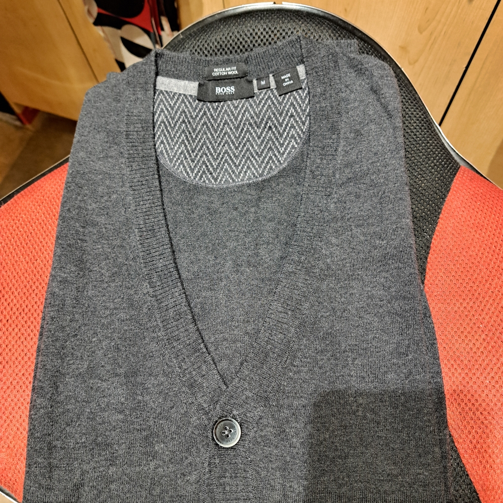 Boss Charcoal Cardigan Sweater